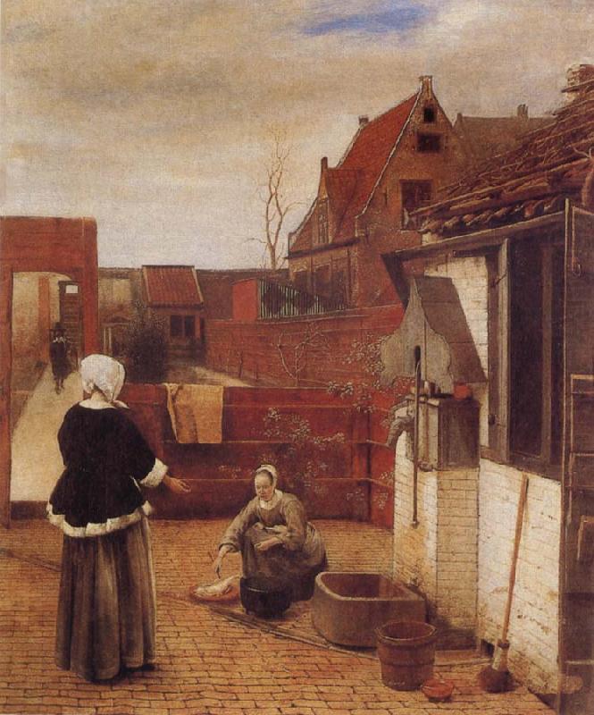 Pieter de Hooch A Woman and her Maid in  Courtyard china oil painting image